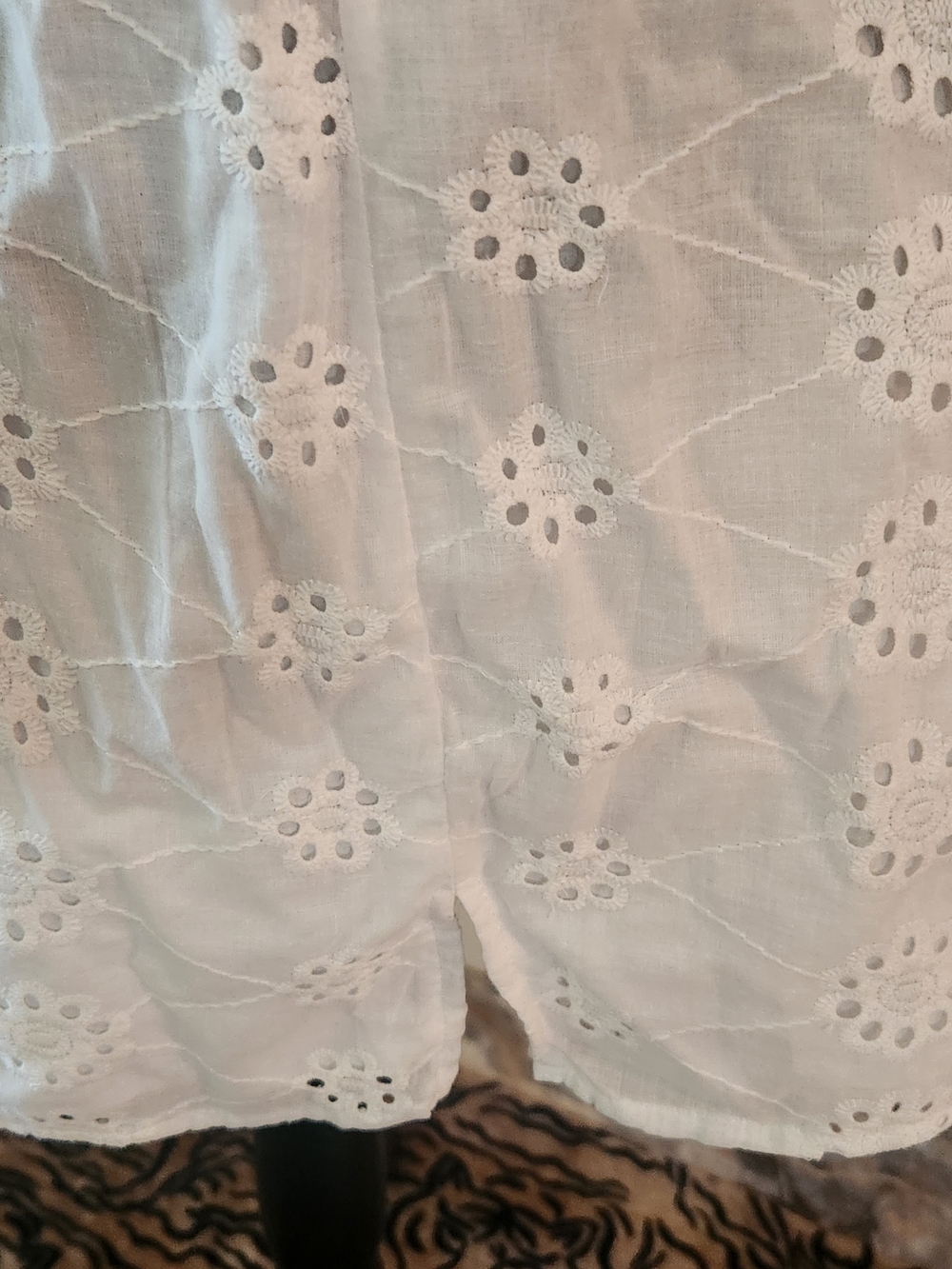 White Eyelet Puff-Sleeve Mini Dress - Picture 3 of 7